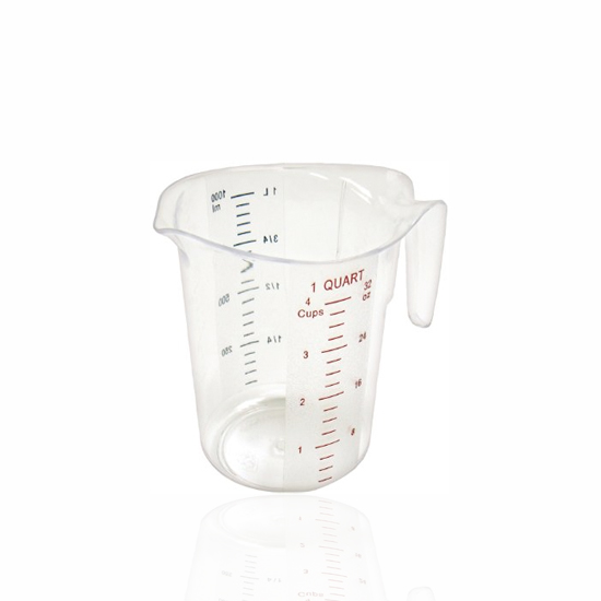 RW Base 1 qt Clear Plastic Measuring Cup - 6 1/2 x 4 3/4 x 6 - 10 count  box